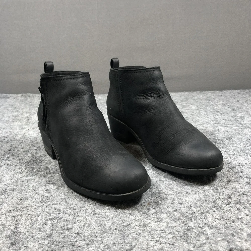 Teva Anaya Booties Womens 11 Black Leather Zip Block Heel Comfort 11201